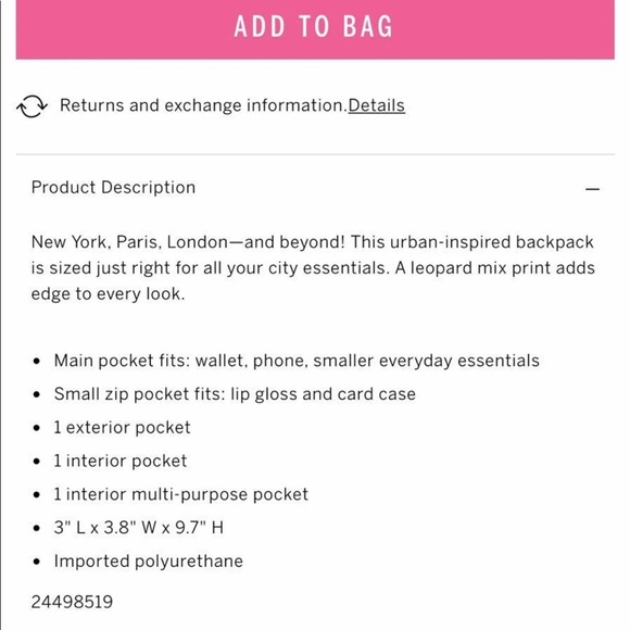 vs laser cut small city backpack leopard - Picture 4 of 6